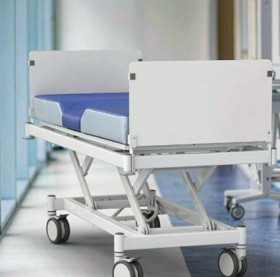 Medical casters on a hospital bed in a modern hospital